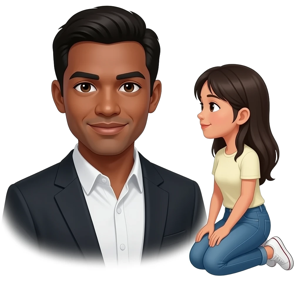 Pinay girl kneeling before a black guy emoji