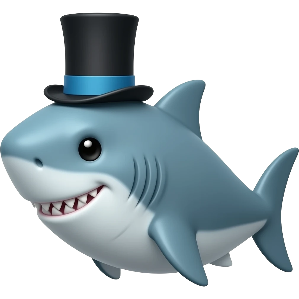 Shark with a top hat emoji