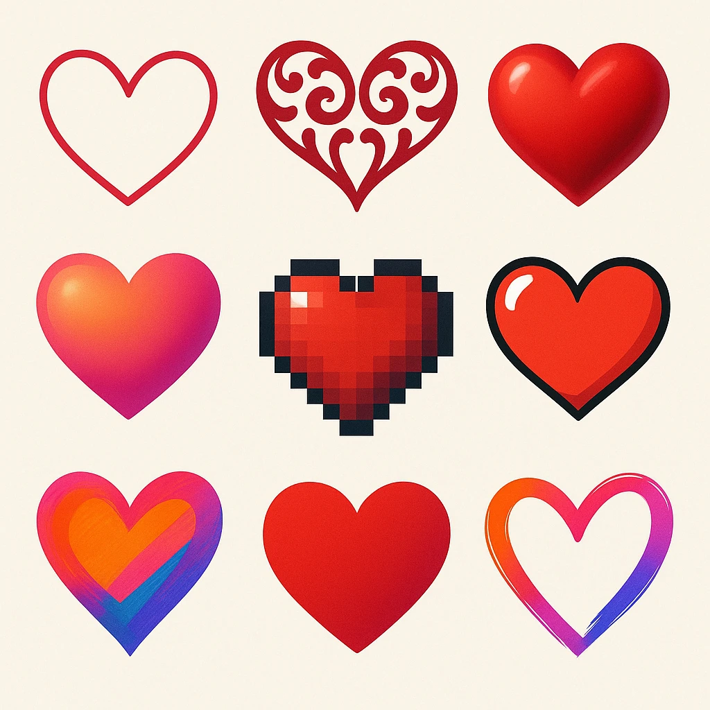 show more heart style emoji