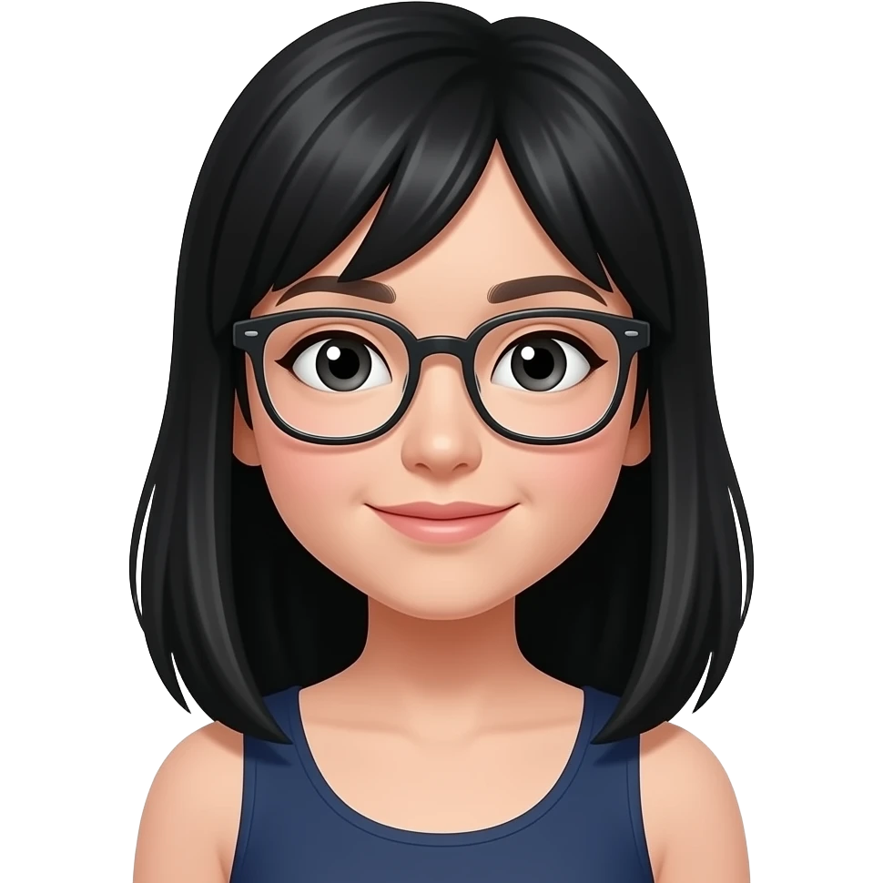Girl with black hair no bangs and glasses emoji