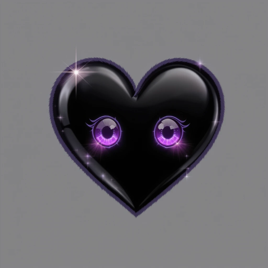 goth heart emoji, cute and shiny, no background emoji