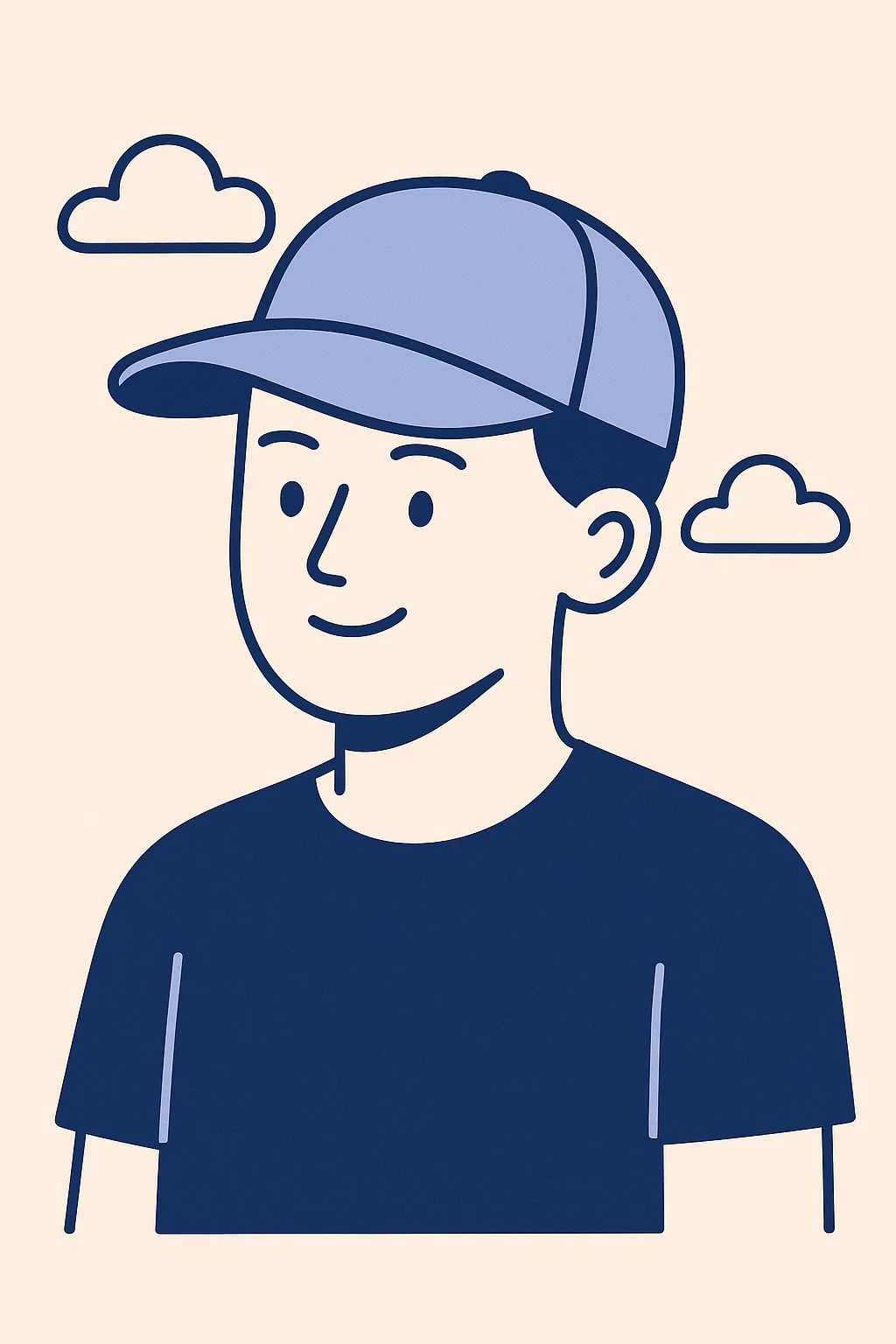 pastel blue baseball cap, slightly curved brim, minimal details, no logo emoji