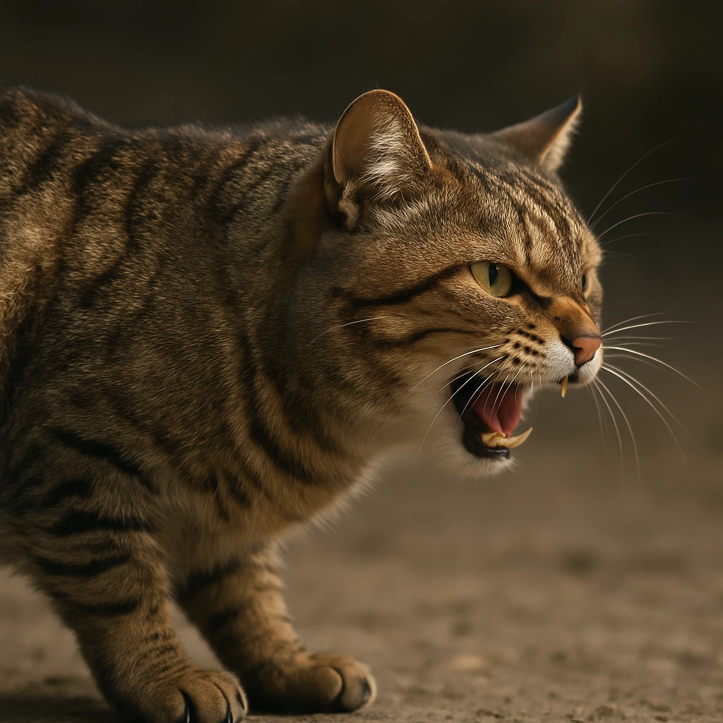 angry cat side view, realistic style emoji