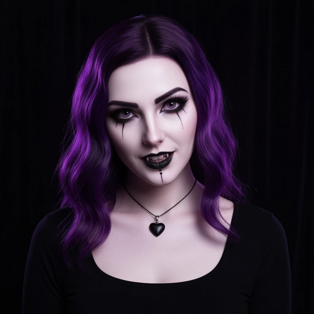 goth profile picture with a heart accent, cute, expressive, minimal, variation 2 emoji