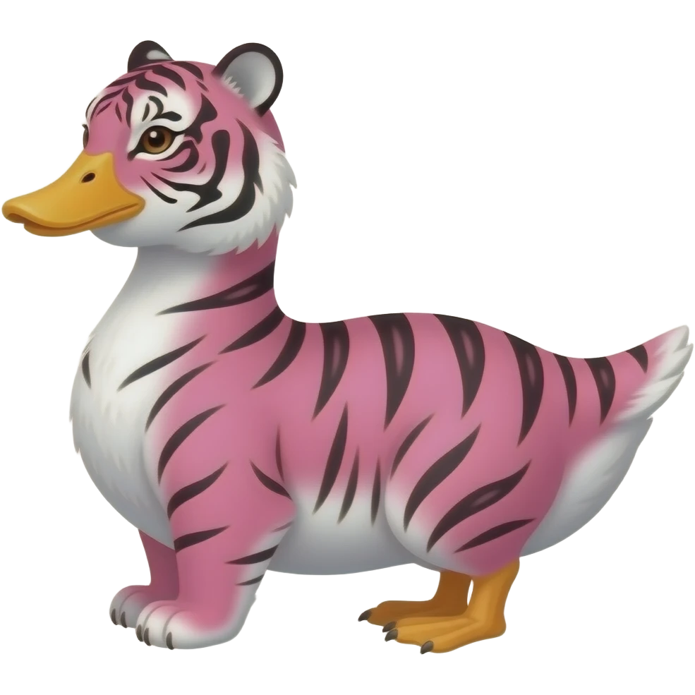create emoji of tigerpainted duck with pink colors emoji