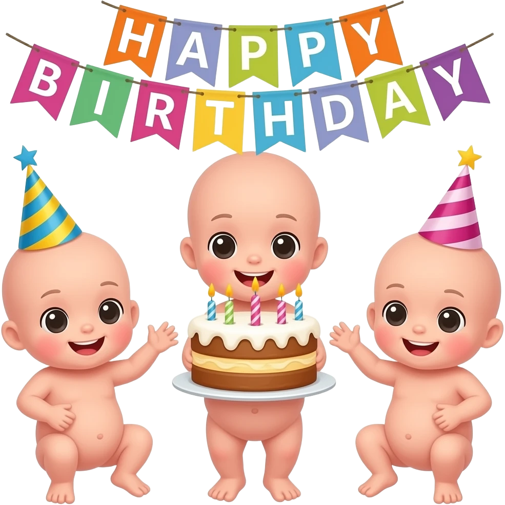 Embryos can celebrate birthday and with a birthday cake and happy birthday embryo banner emoji
