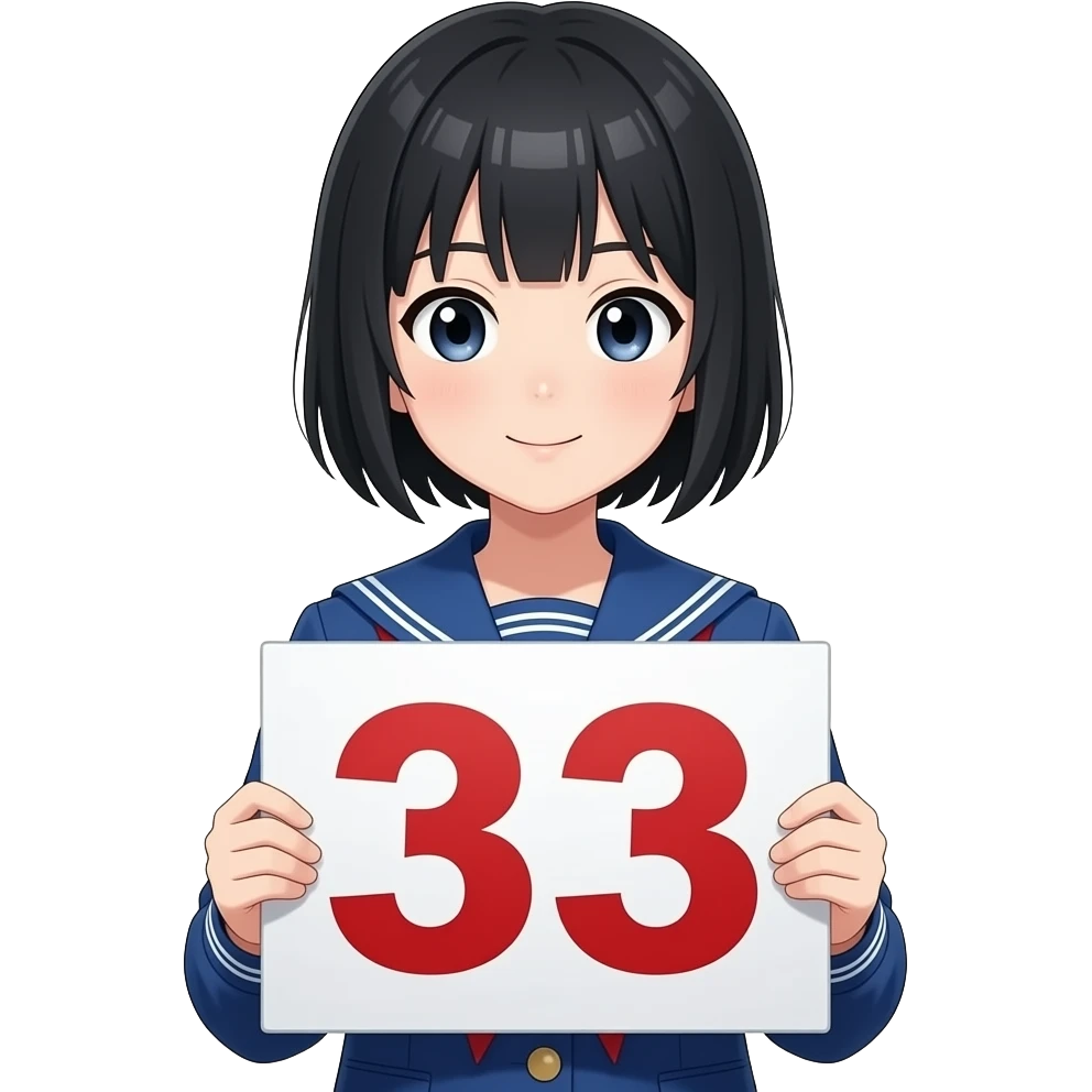 Anime girl holding a sign with numbers emoji