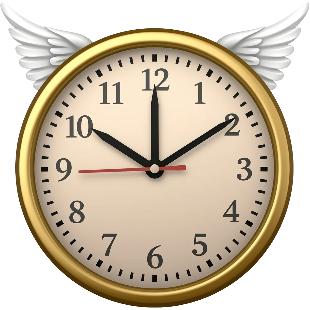 A 'clock with wings emoji
