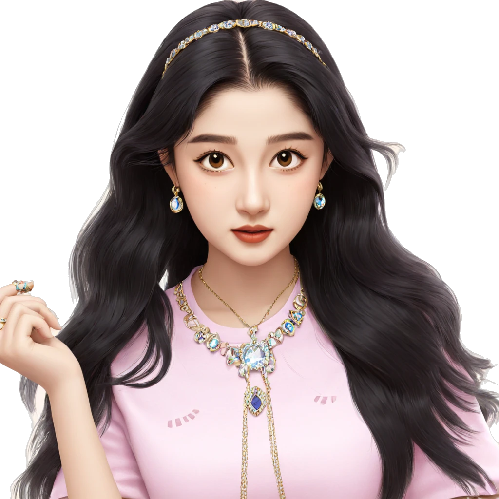 black-haired girl with jewelry emoji