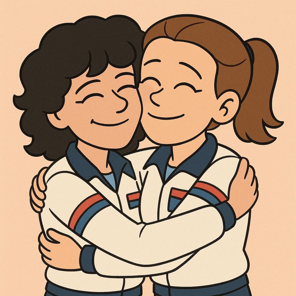 two Sally Ride Prince hug  emoji