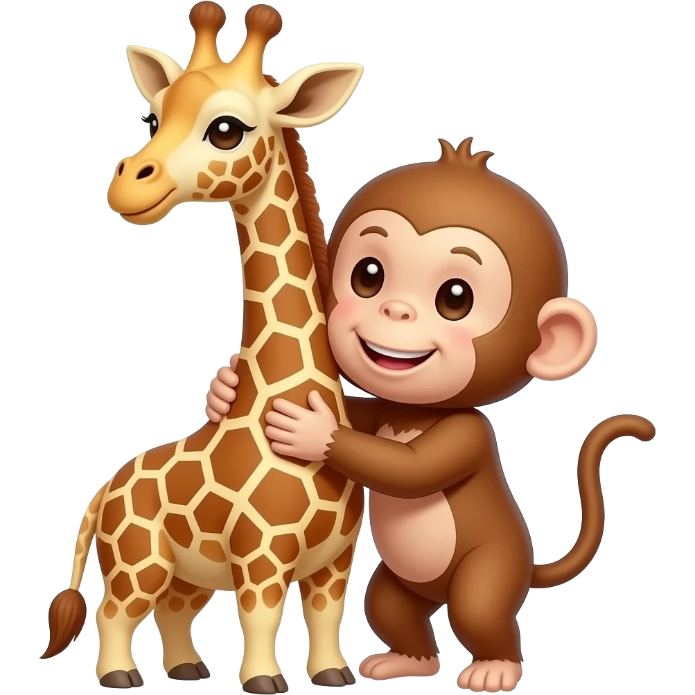 Monkey that hug giraffe neck emoji