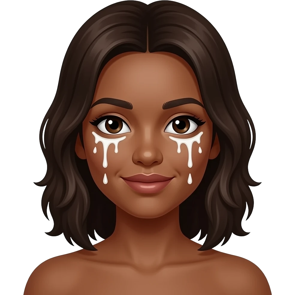 Milk drops on chocolate brown women’s face emoji