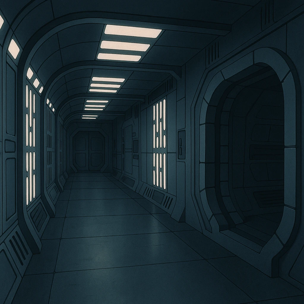 An empty quiet hallway, death star interior, star destroyer interior, star wars emoji