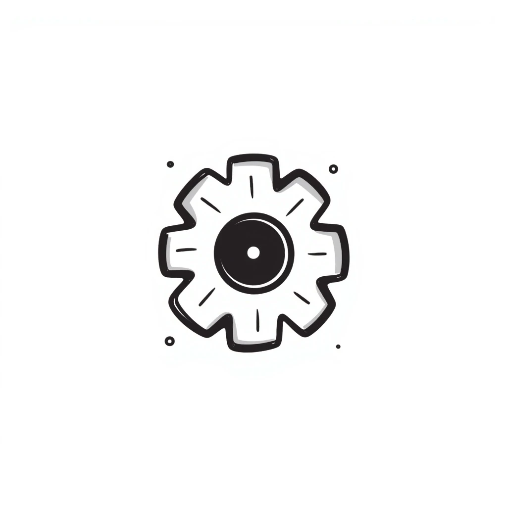 playful hand-drawn doodle style settings gear icon, no text emoji