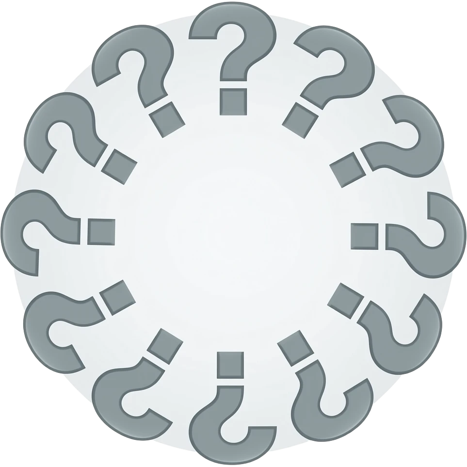 a circle of so many question marks, with open space at the center emoji