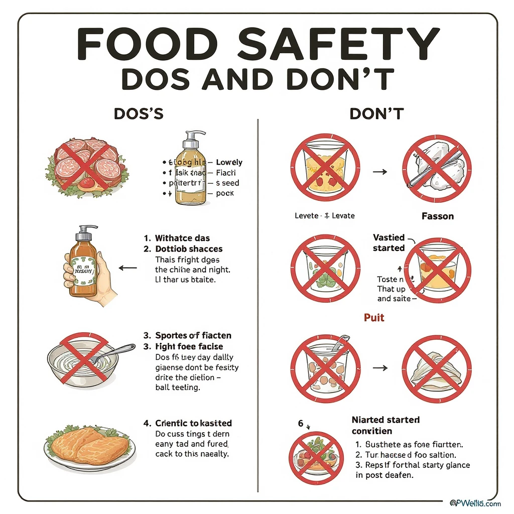 make a detail poster with title of "food safety dos and dont" emoji