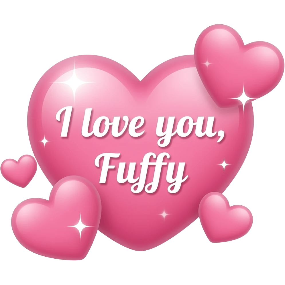 Small pink heart with sparkles around it and “أحبج فوفي” written inside it and a few smaller hearts around it emoji