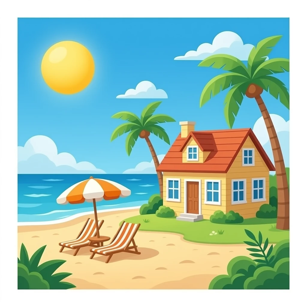 Vacation house on the beach emoji