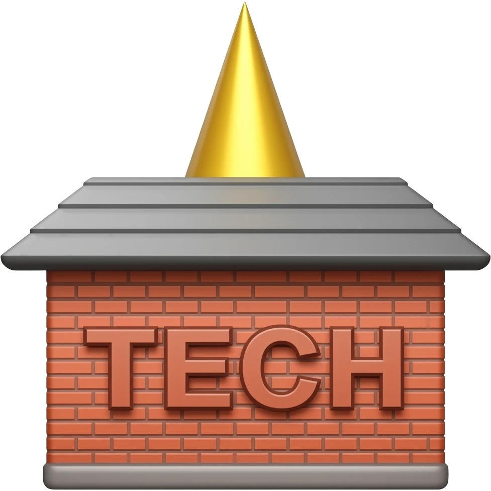 Emoji should be a close up of a red brick tower with a gold point at the top. Word should read “TECH” in all capital lettering. Use Georgia Tech “Tech tower” Sticker as inspiration. Or a 3d replica of “tech tower” emoji