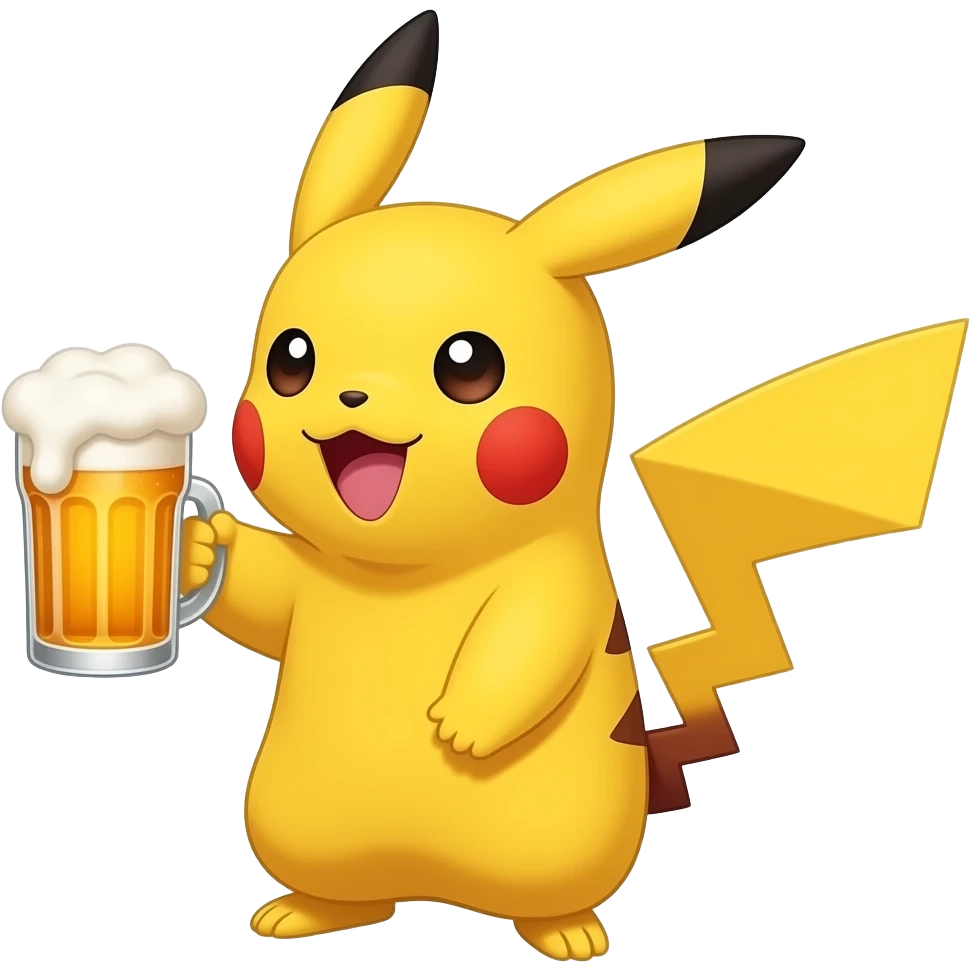 Pikachu drink a beer emoji