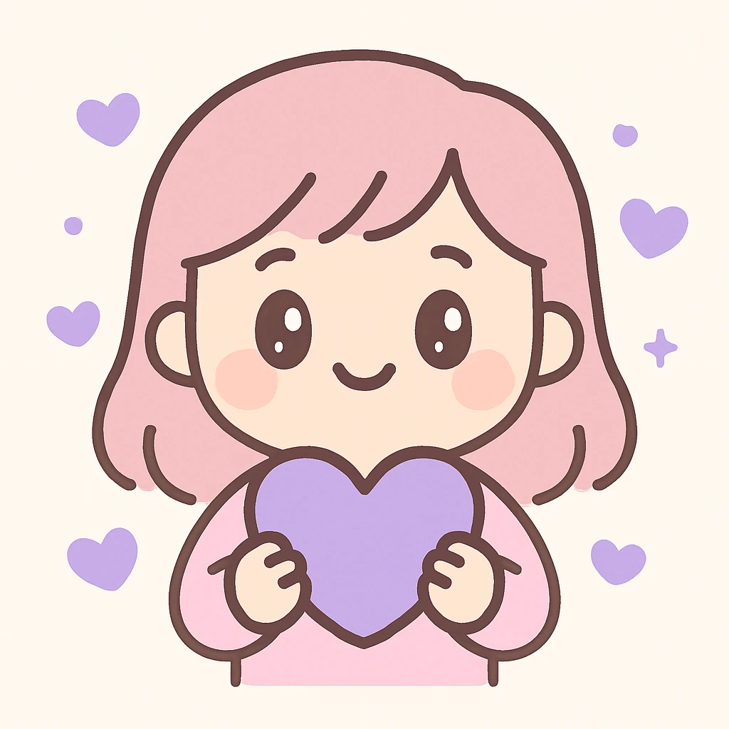girl with purple hearts emoji