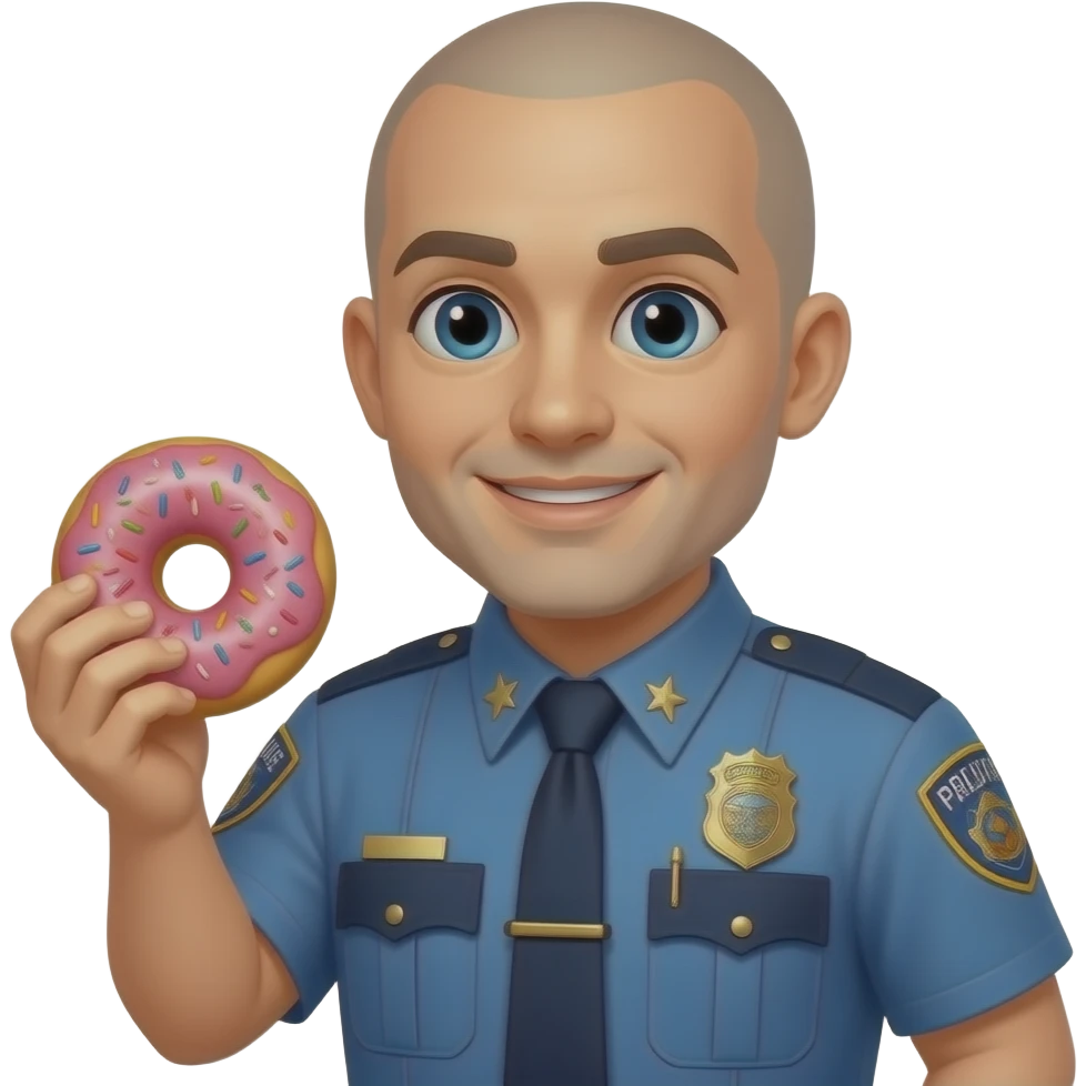 bald police with donut emoji
