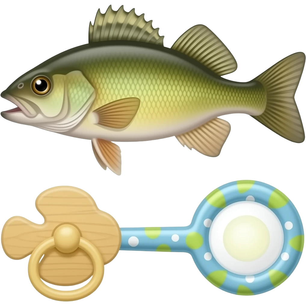 i need a picture of a baby walleye fish with a soother and a baby rattle emoji