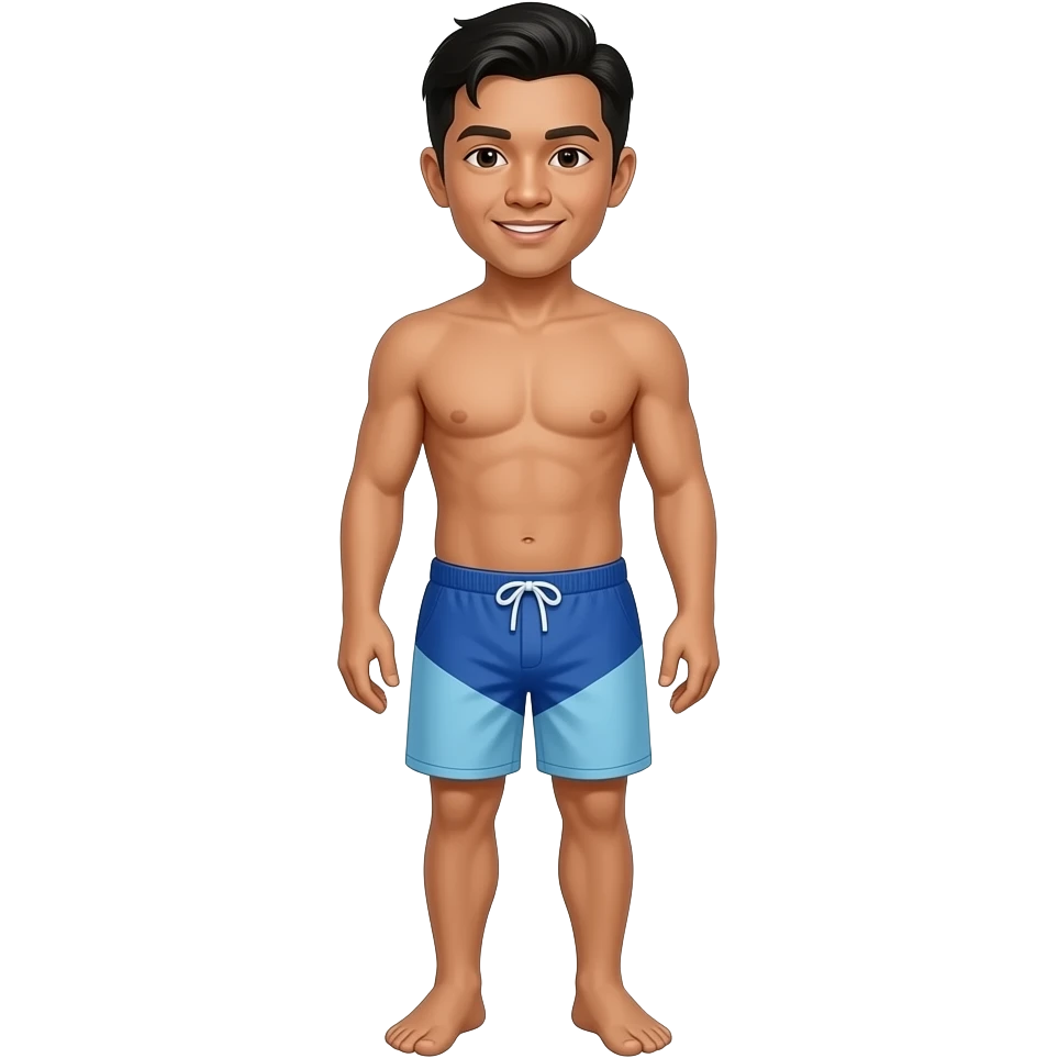 Filipino man swim shorts with feet emoji