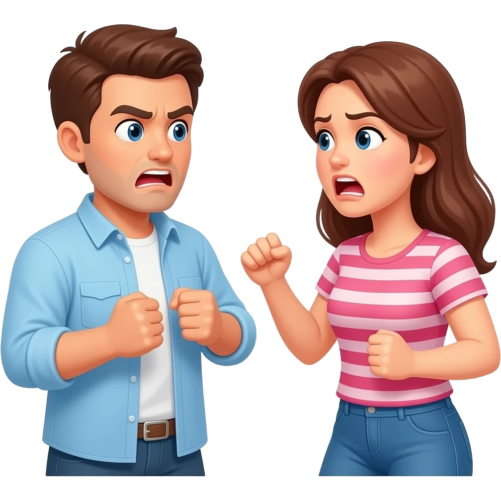 man and woman arguing and fighting emoji