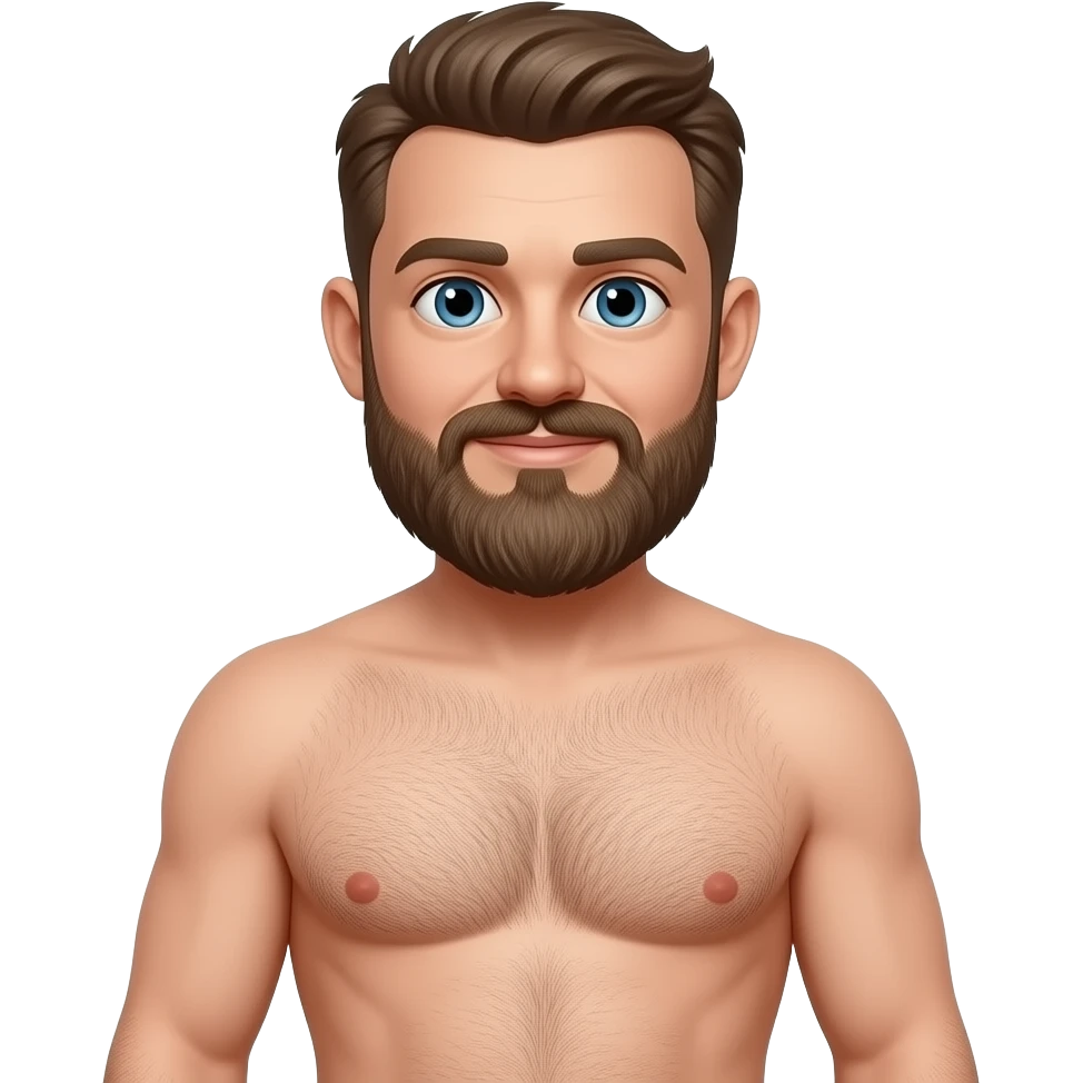 Male nudist beard full body emoji