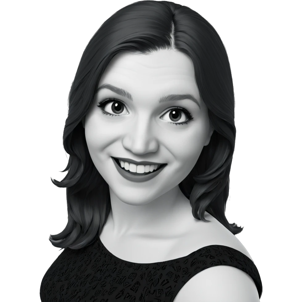 smiling girl in monochrome dress emoji
