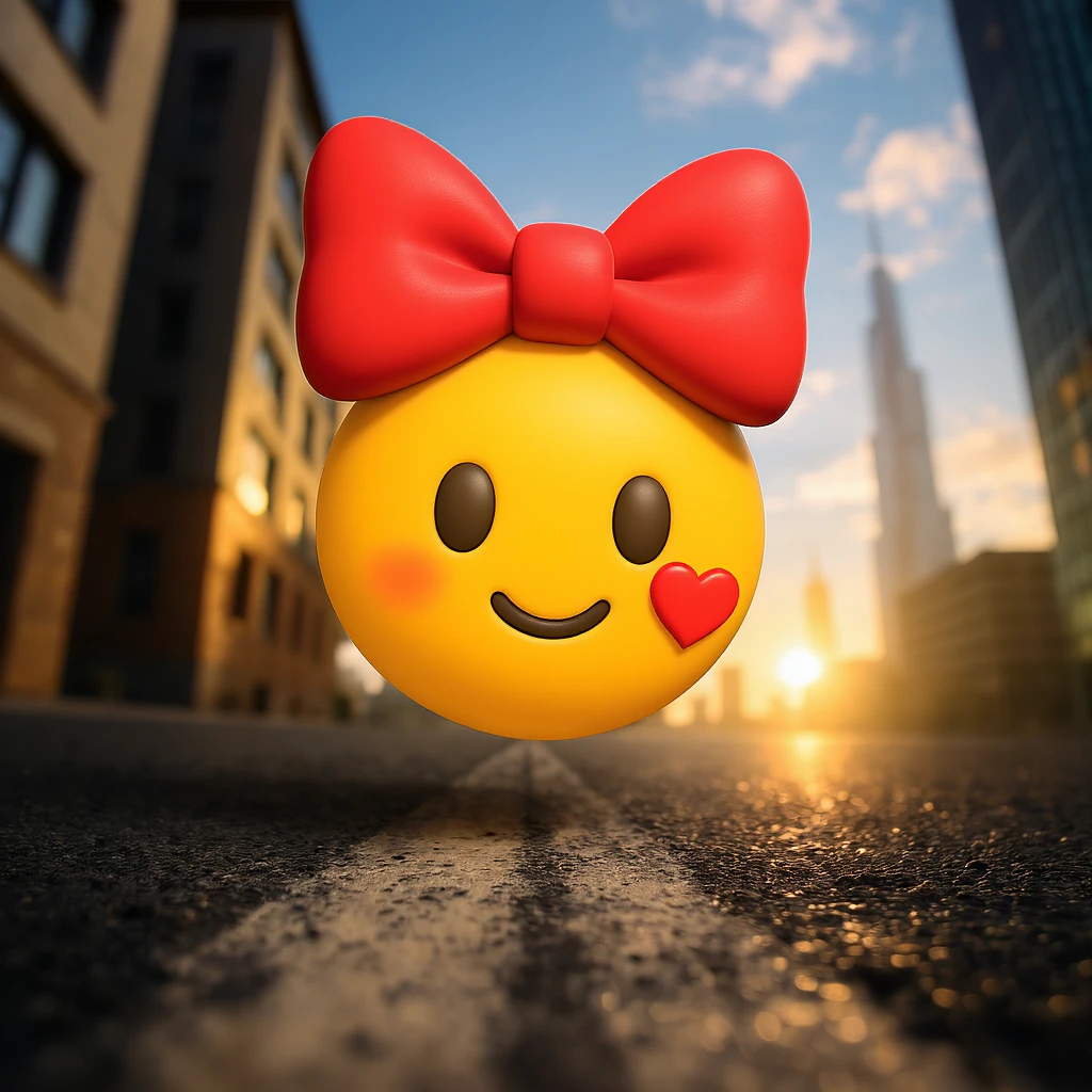 cute bow emoji with a heart accent emoji
