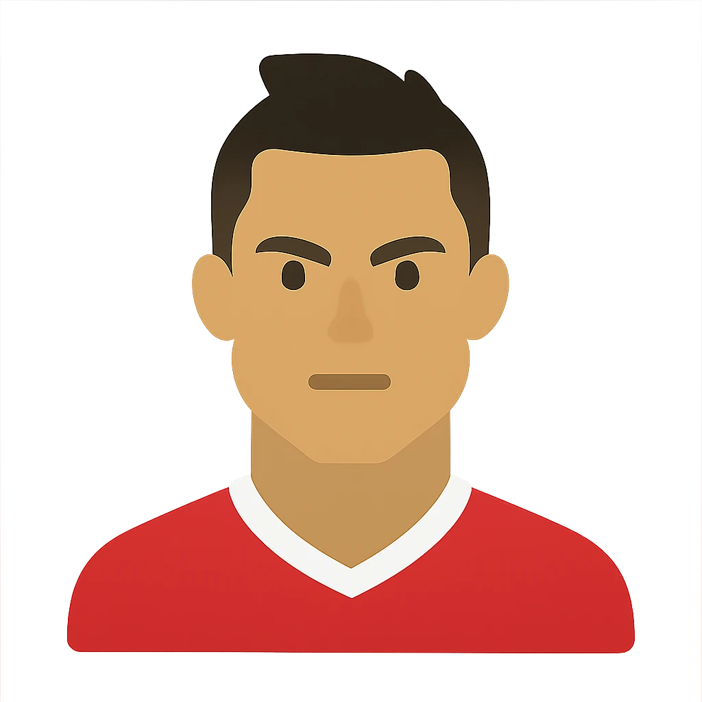 Cristiano Ronaldo icon using geometric shapes and limited color palette, abstract but clearly referencing football star emoji