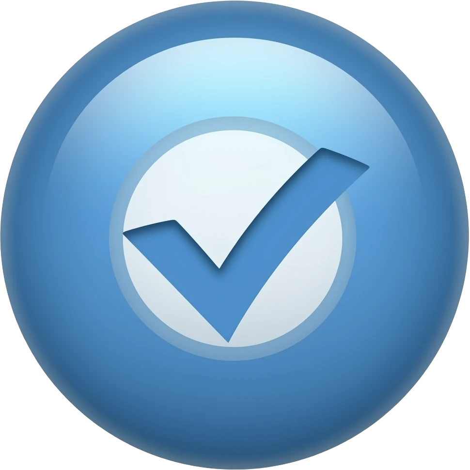 Un punto un poco grande de color azul y a dentro una ralla de verificación ✓asi más pequeño emoji