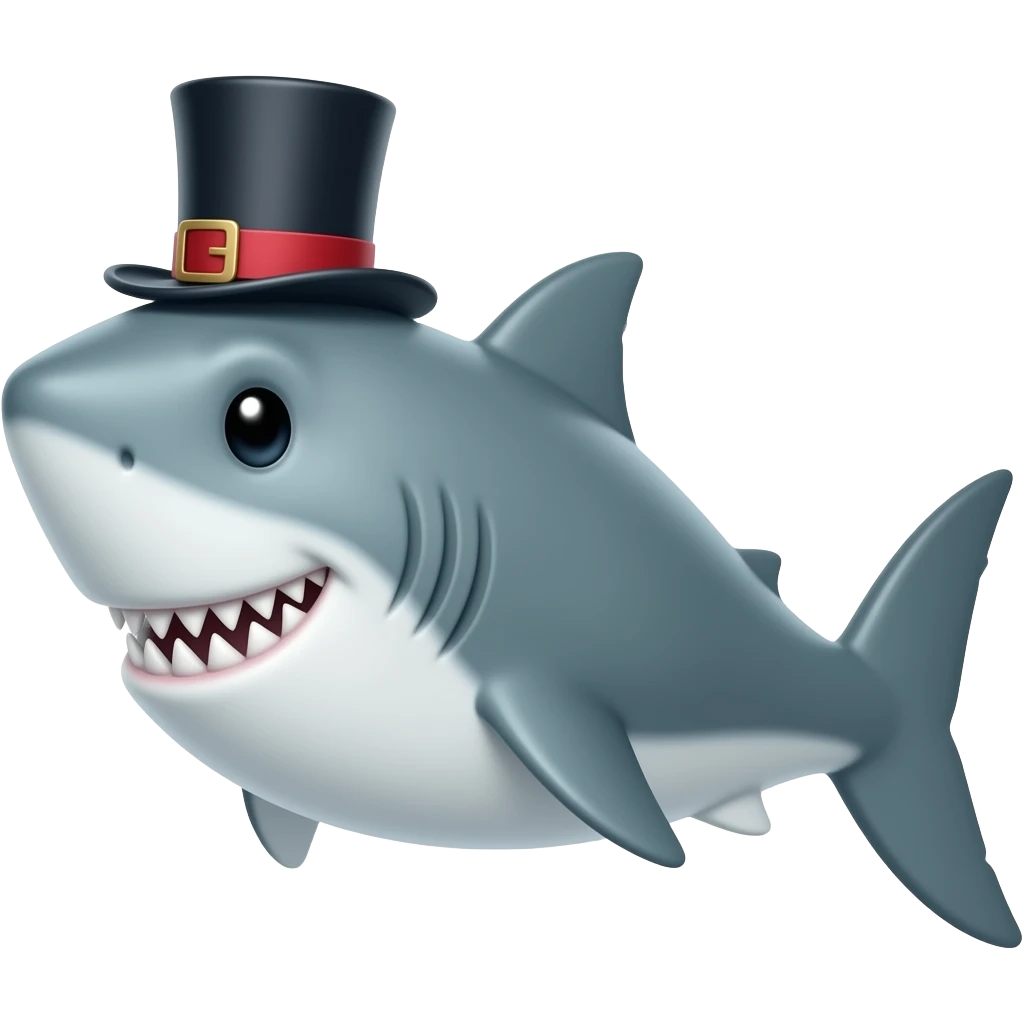 Shark with a top hat emoji