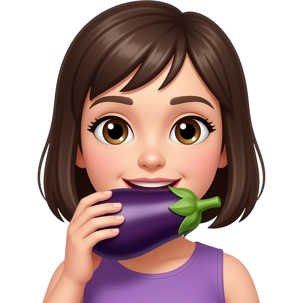 Girl Sucking eggplant emoji