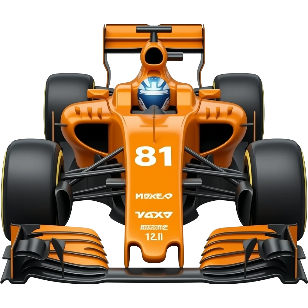 mclaren orange formula 1 car with number 81 emoji