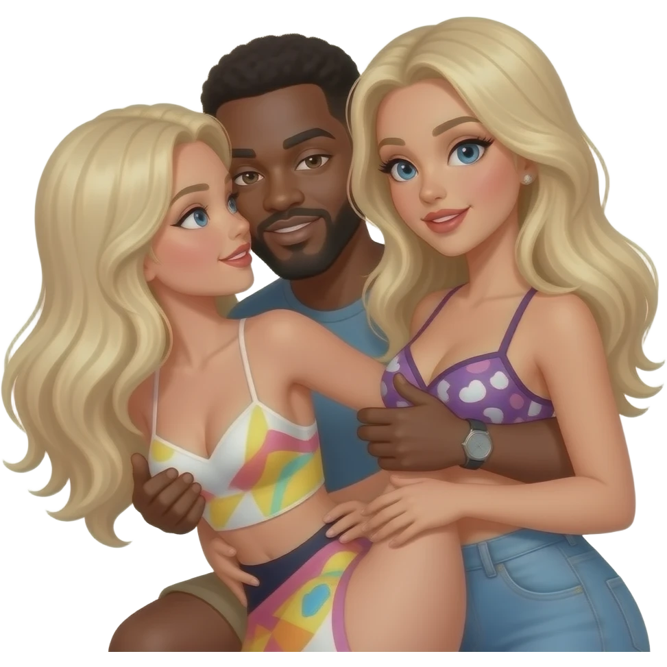Hot Black Man humping hot white women emoji