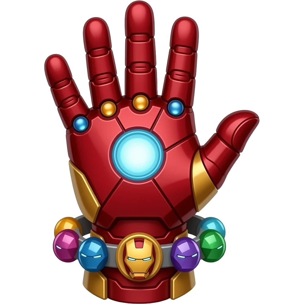 Iron man glove with the infinite stones and to the wrist in form of click fingers turn around emoji