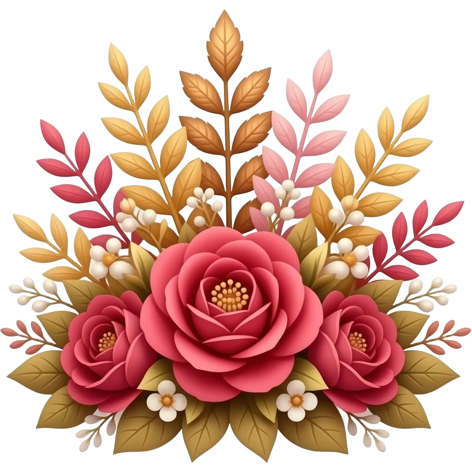 Reddish-pinkish and gold and white romantic vintage aesthetic decoration emoji