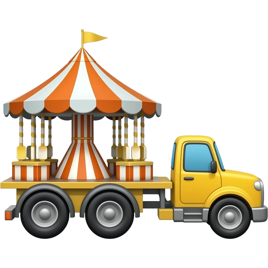 Funfair being towed on the road emoji