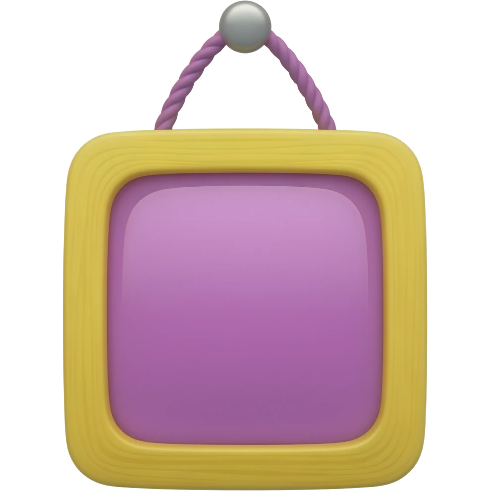 yellow and purple  hanging wall decor with a soft curved rope at the top and a square frame at the bottom inspired by Barbie colour palette emoji