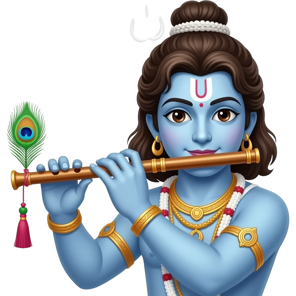 Make lord krishna flute with attachment of peacock feather emoji