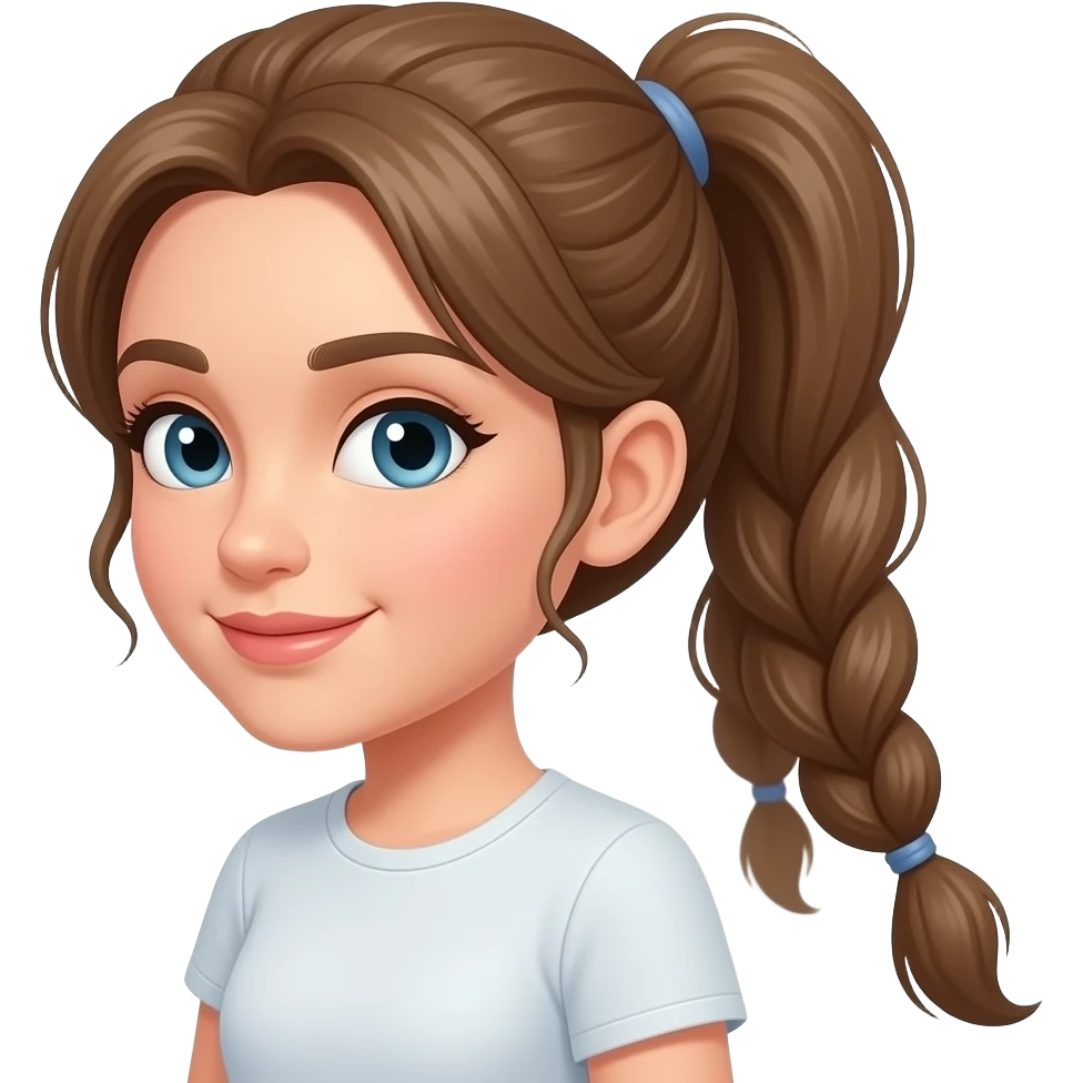 Brown pulled up pony tail emoji