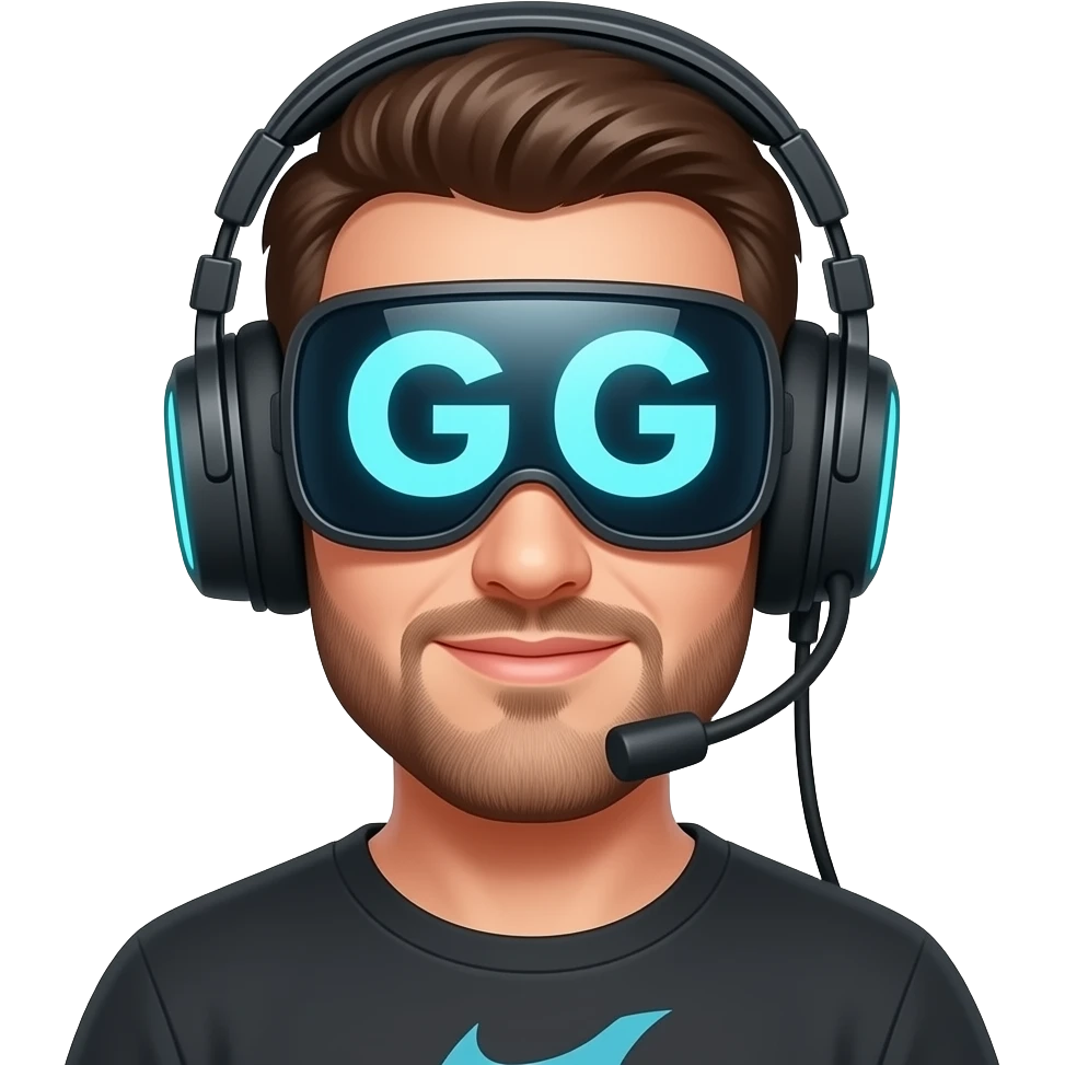 homme, casque jeux, gg emoji
