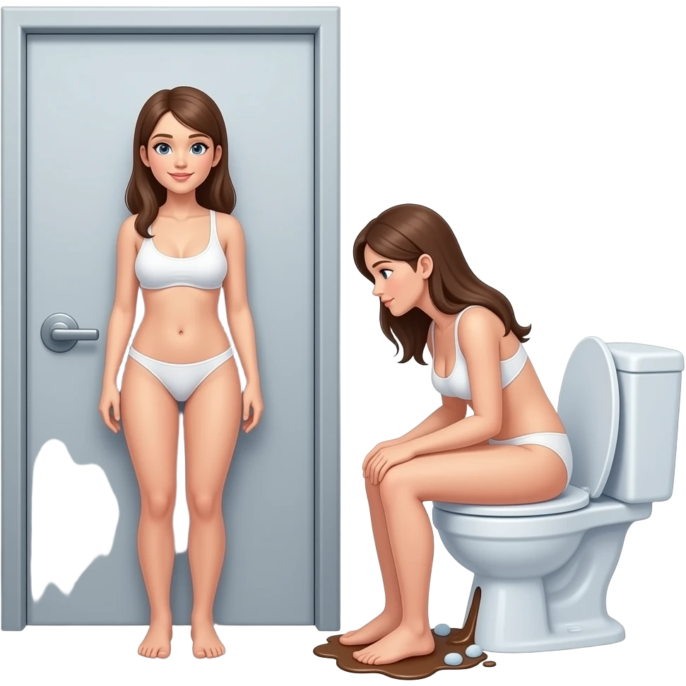 Naked Woman on toilet diarrhea stall door emoji