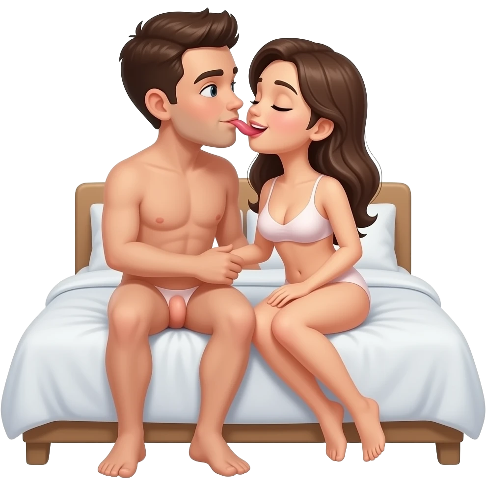 Full body Naked couples doing sex on the bed the man licking lady pussy emoji