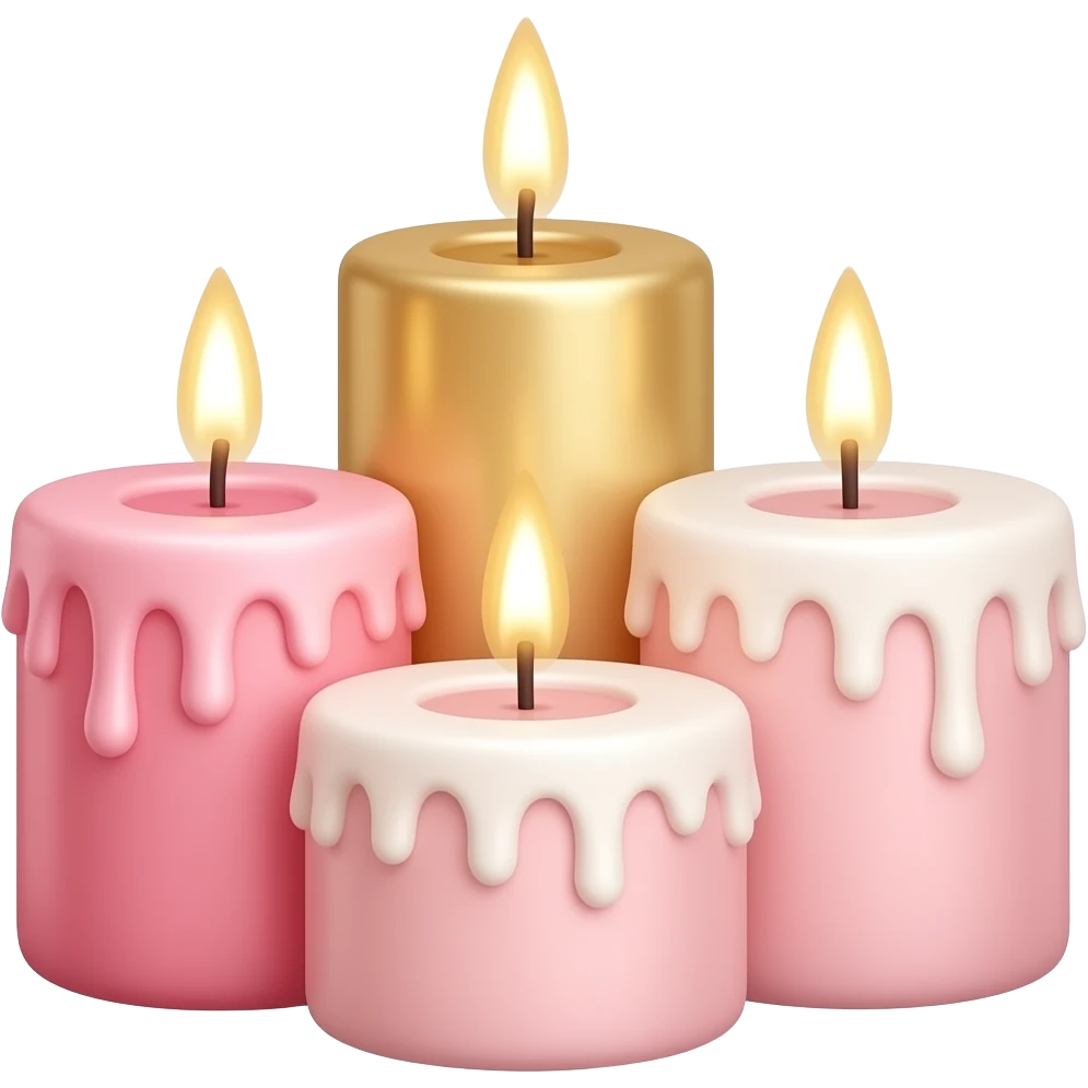 Pastel Reddish-pinkish and gold and white romantic lush sensual warm-colored vintage candles emoji