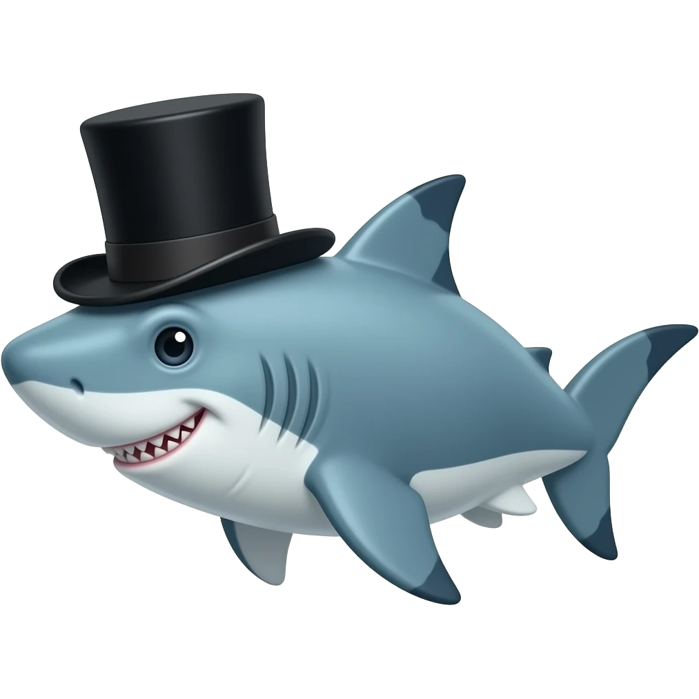 Shark with a top hat emoji