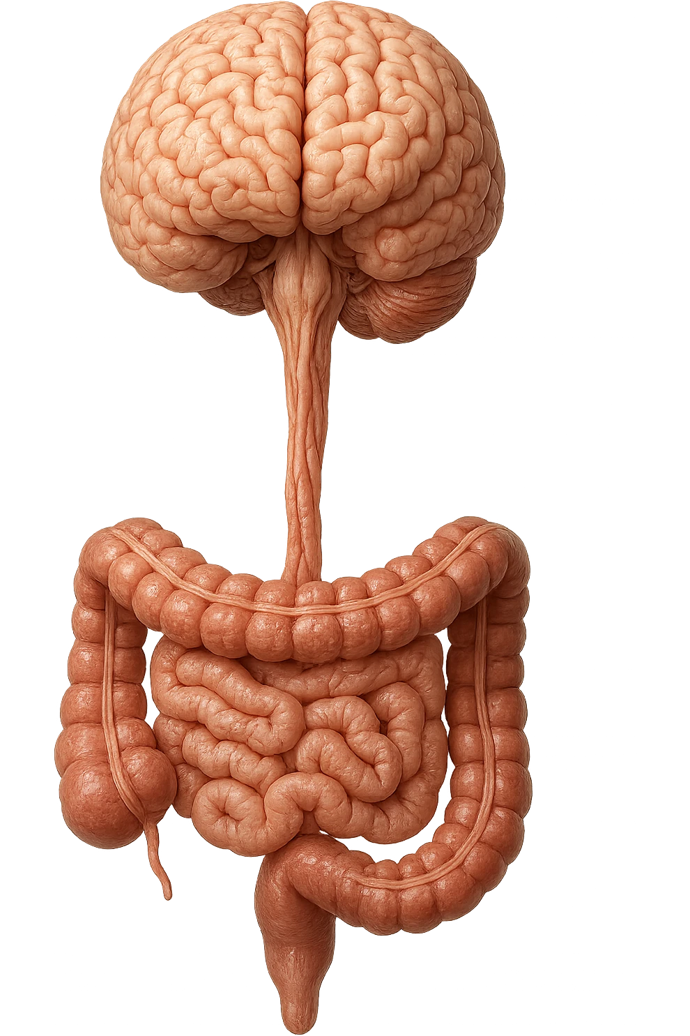 intestino e cervello sono collegati verticalmente, iperrealistico 4k emoji